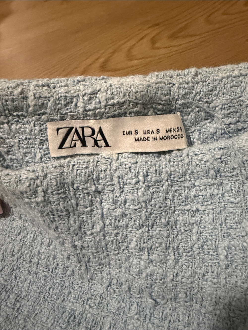 Zara Light Blue Tweed A-Line Mini Skirt - Picture 2 of 3